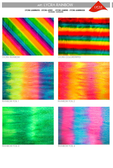 Color chart lycra rainbow